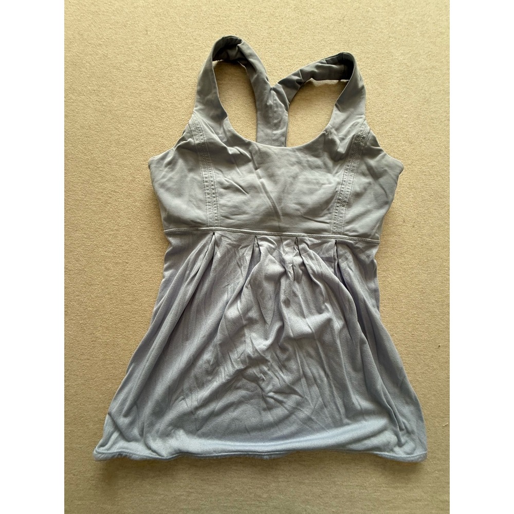 Lululemon Racerback Tank Top Built-in Shelf Bra Pleated Periwinkle Purple